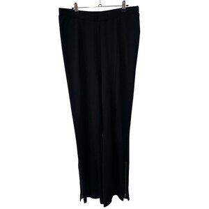Soft Surroundings Pointe Pants Womens Large Wide Leg Zipper Ankle Black Pull on